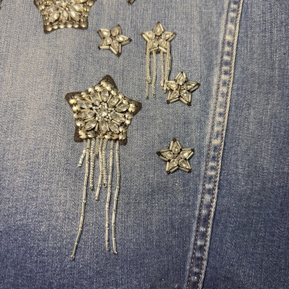 INC International Concepts Denim Star Embellished Jacket - Picture 11 of 12